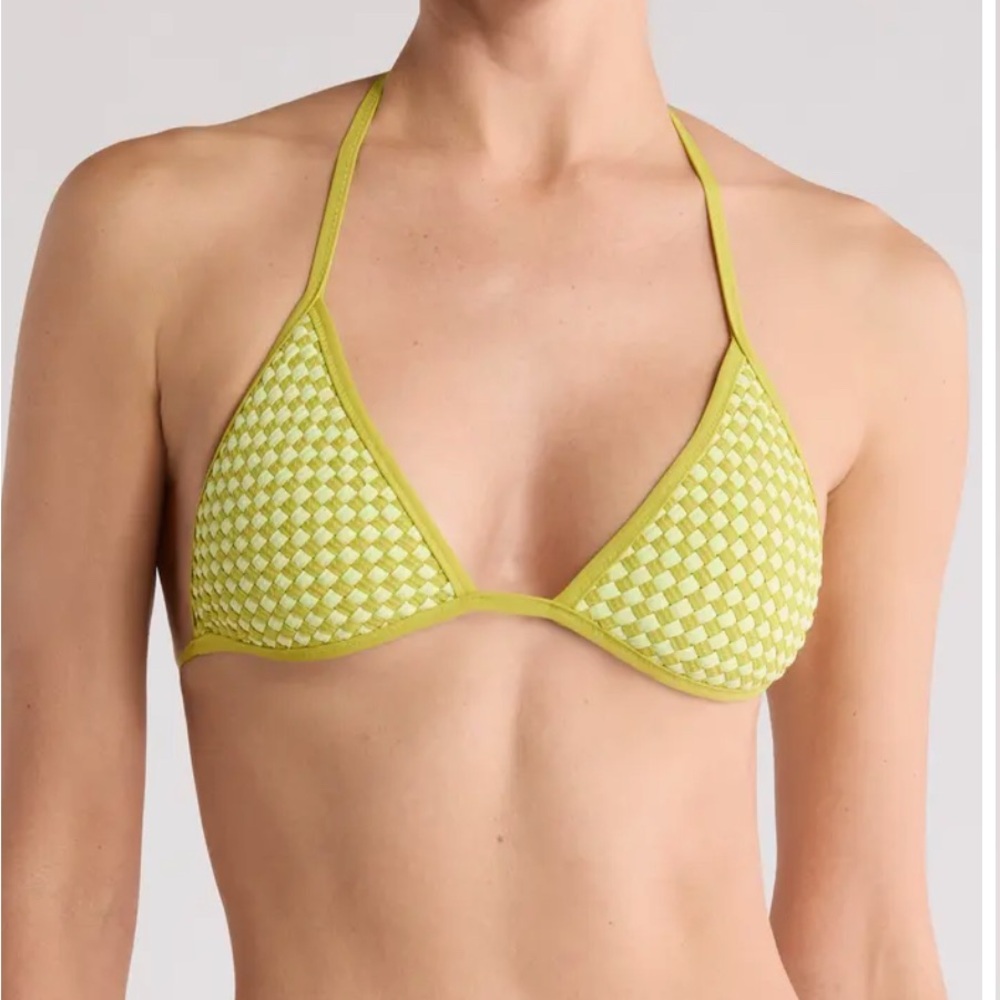 SOLID & STRIPED Lime Checkered Bikini Top